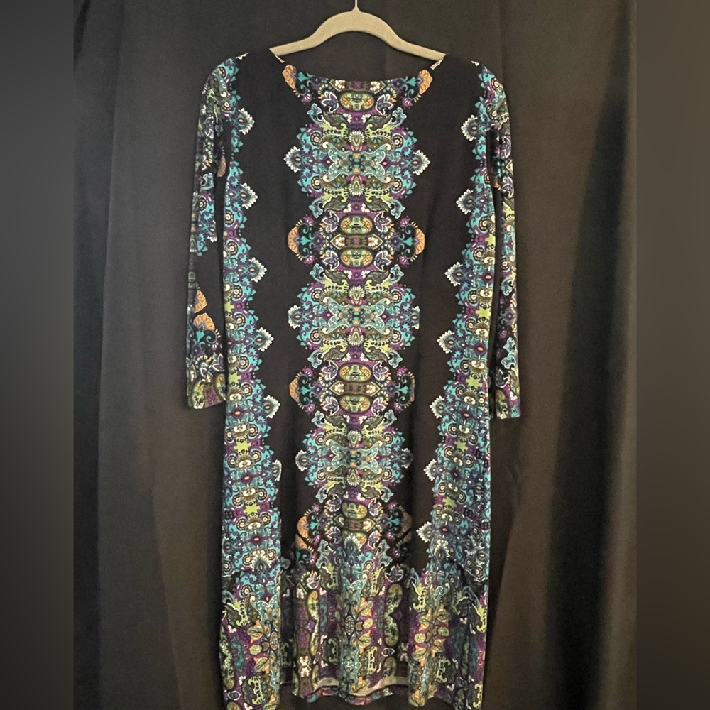 London Times Elegant Multicolor Patterned Dress